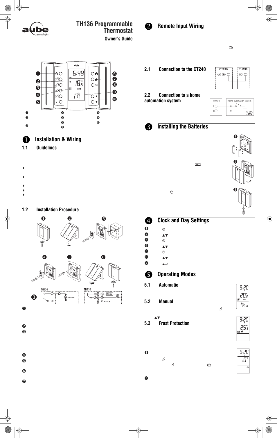 Aube Technologies TH136 User Manual | 2 pages