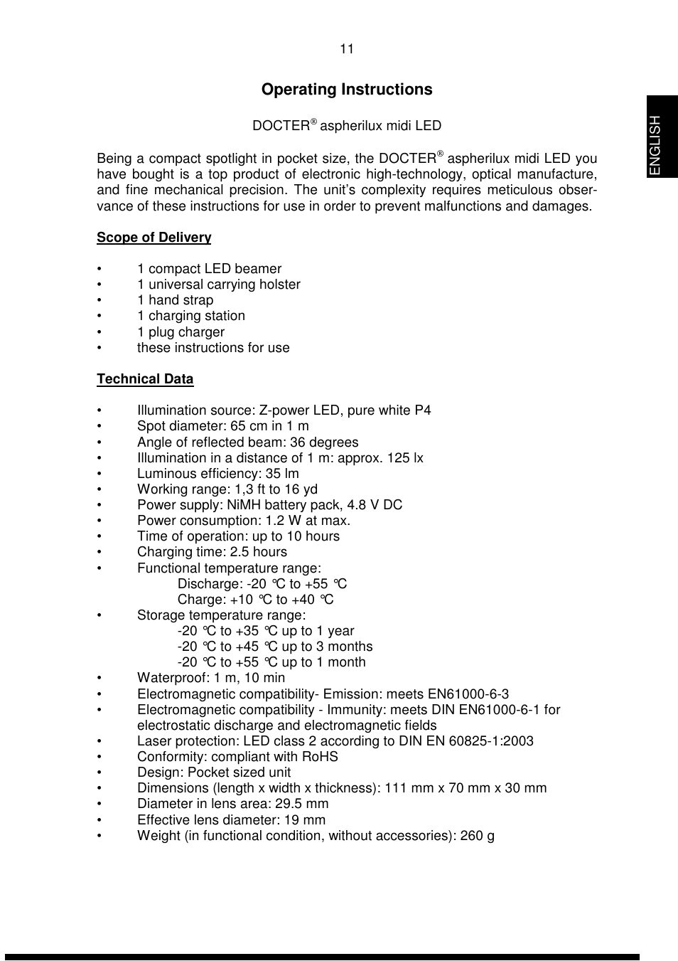 DOCTER DOCTER®aspherilux midi LED User Manual | Page 11 / 42 | Original mode