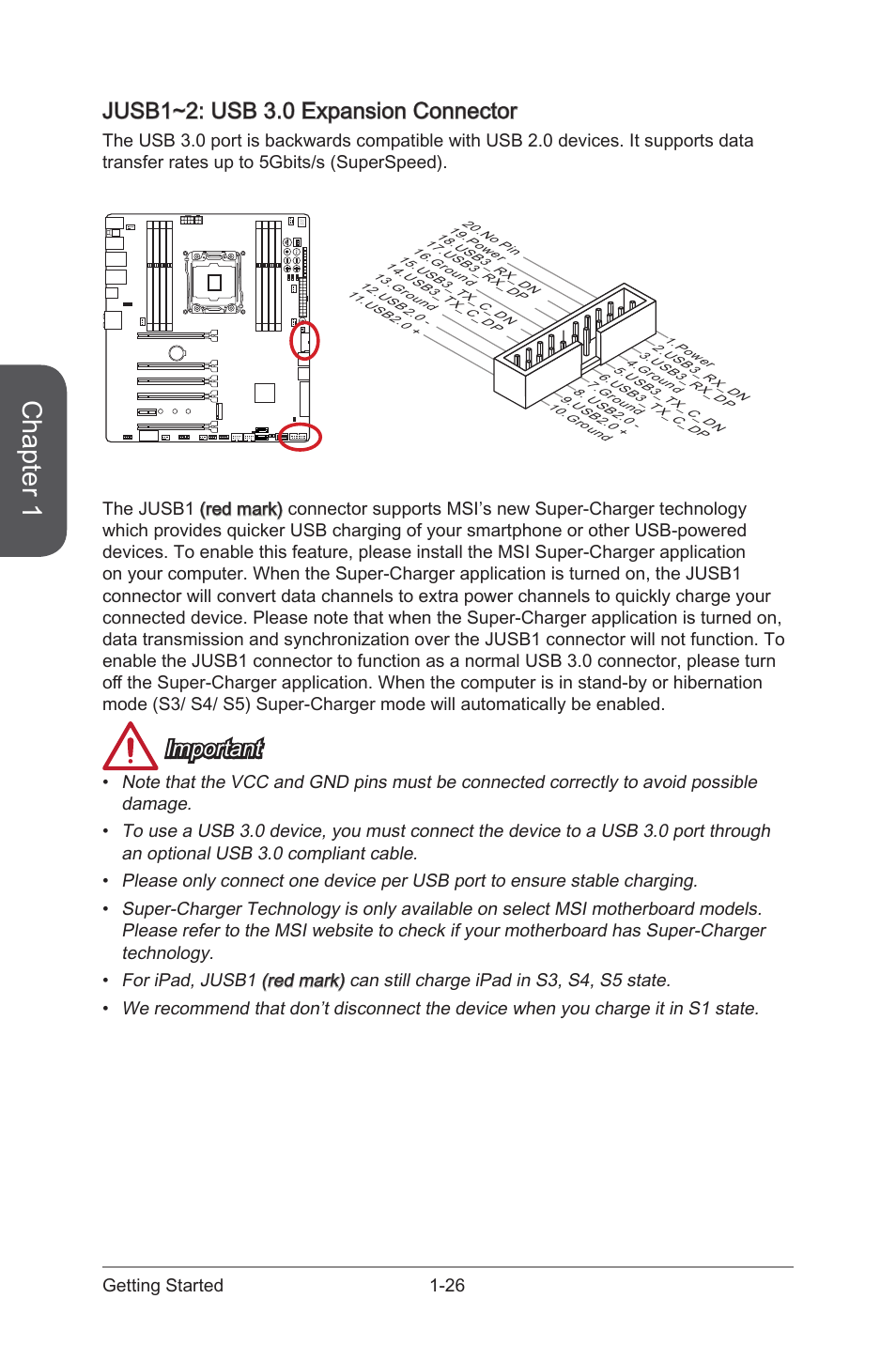 Jusb1~2: usb 3.0 expansion connector, Jusb1~2: usb 3.0 expansion connector  -26, Jusb1~2 | MSI X99S XPOWER AC Manual User Manual | Page 40 / 116 |  Original mode