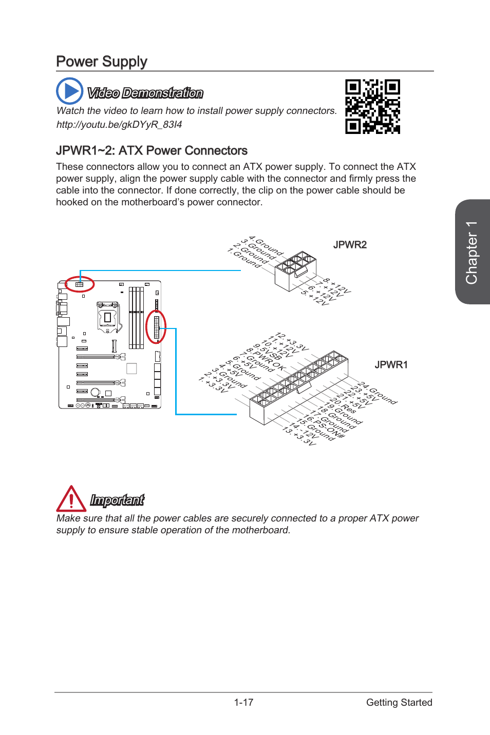 Power supply, Jpwr1~2: atx power connectors, Power supply -17 | MSI Z97-GD65  GAMING Manual User Manual | Page 31 / 116 | Original mode