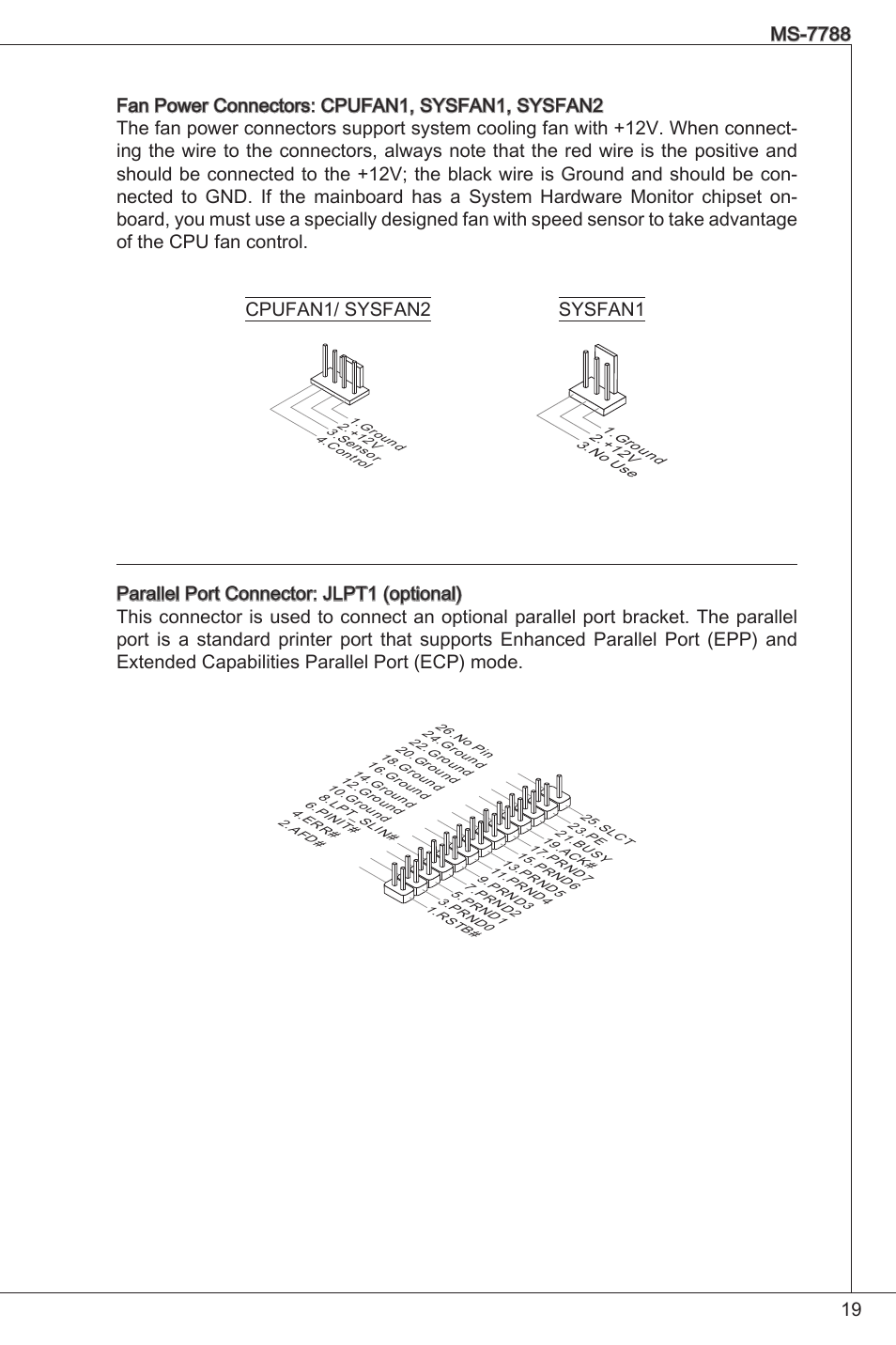 Cpufan / sysfan2 sysfan | MSI H61M-P20 (G3) User Manual | Page 19 / 159