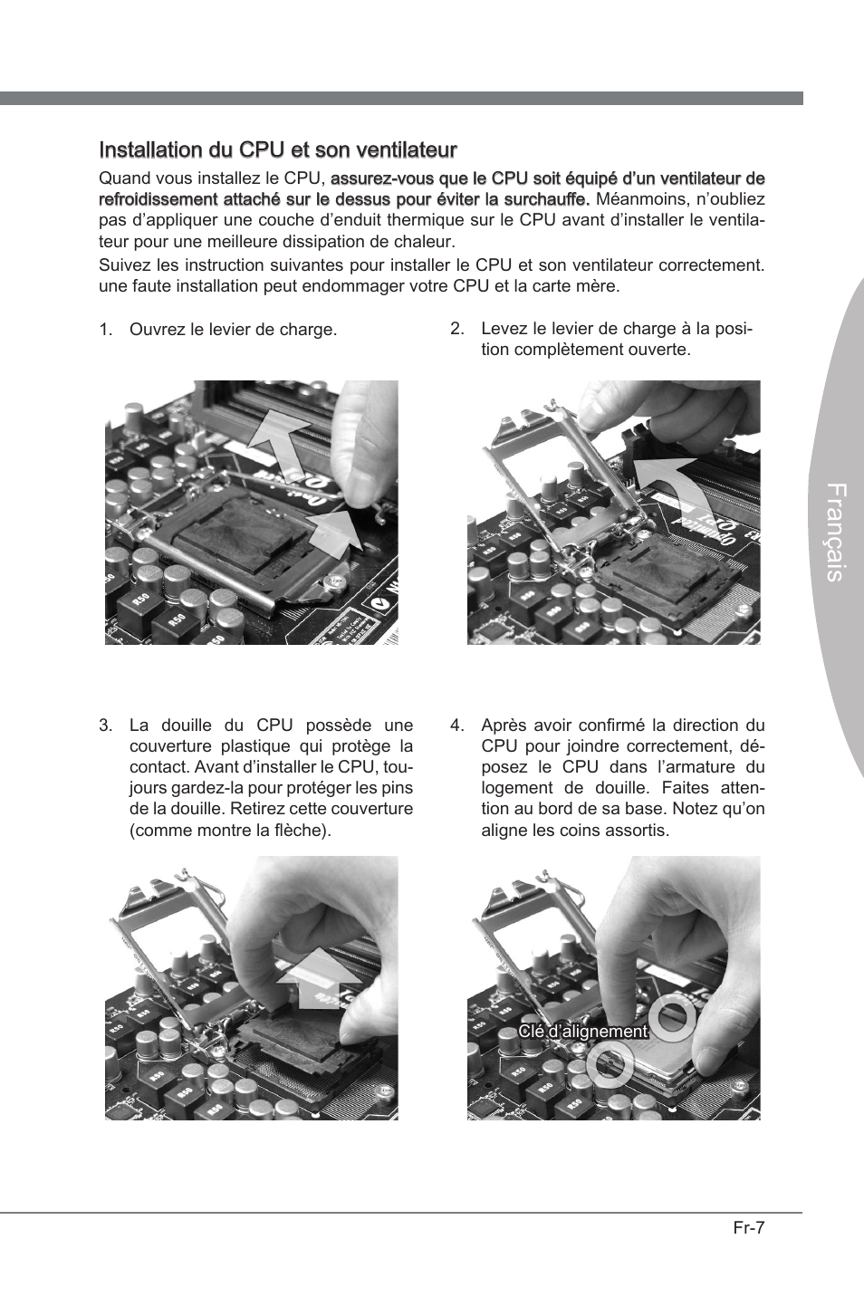França s, Installat on du cpu et son vent lateur | MSI P67A-G45 (B3) User  Manual | Page 85 / 146 | Original mode
