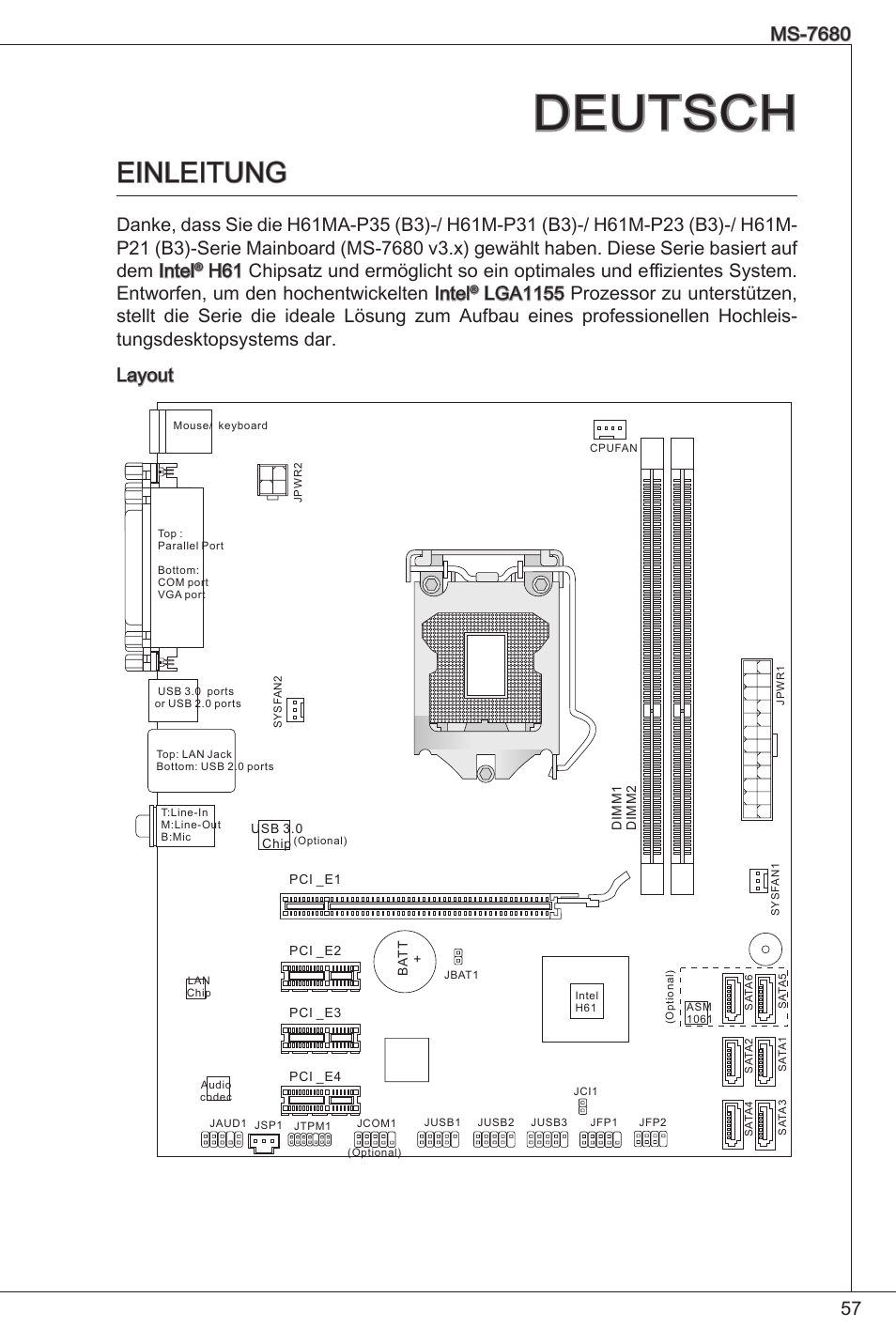 Deutsch, Einleitung | MSI H61M-P21 (B3) User Manual | Page 57 / 137 |  Original mode