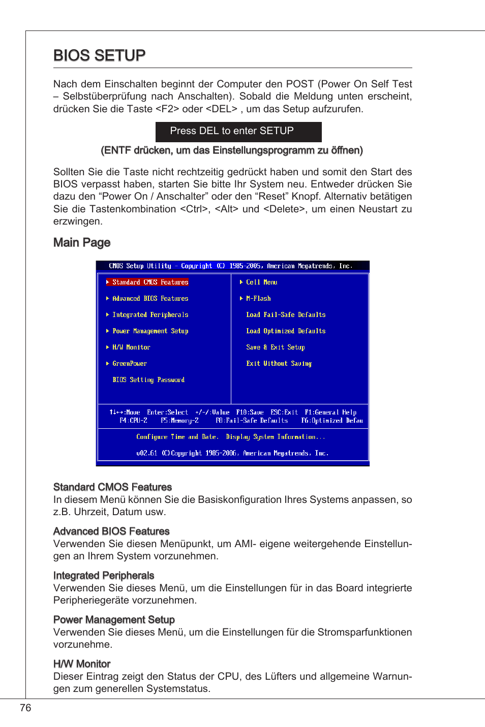 Bios setup | MSI G41M-P34 User Manual | Page 76 / 153 | Original mode
