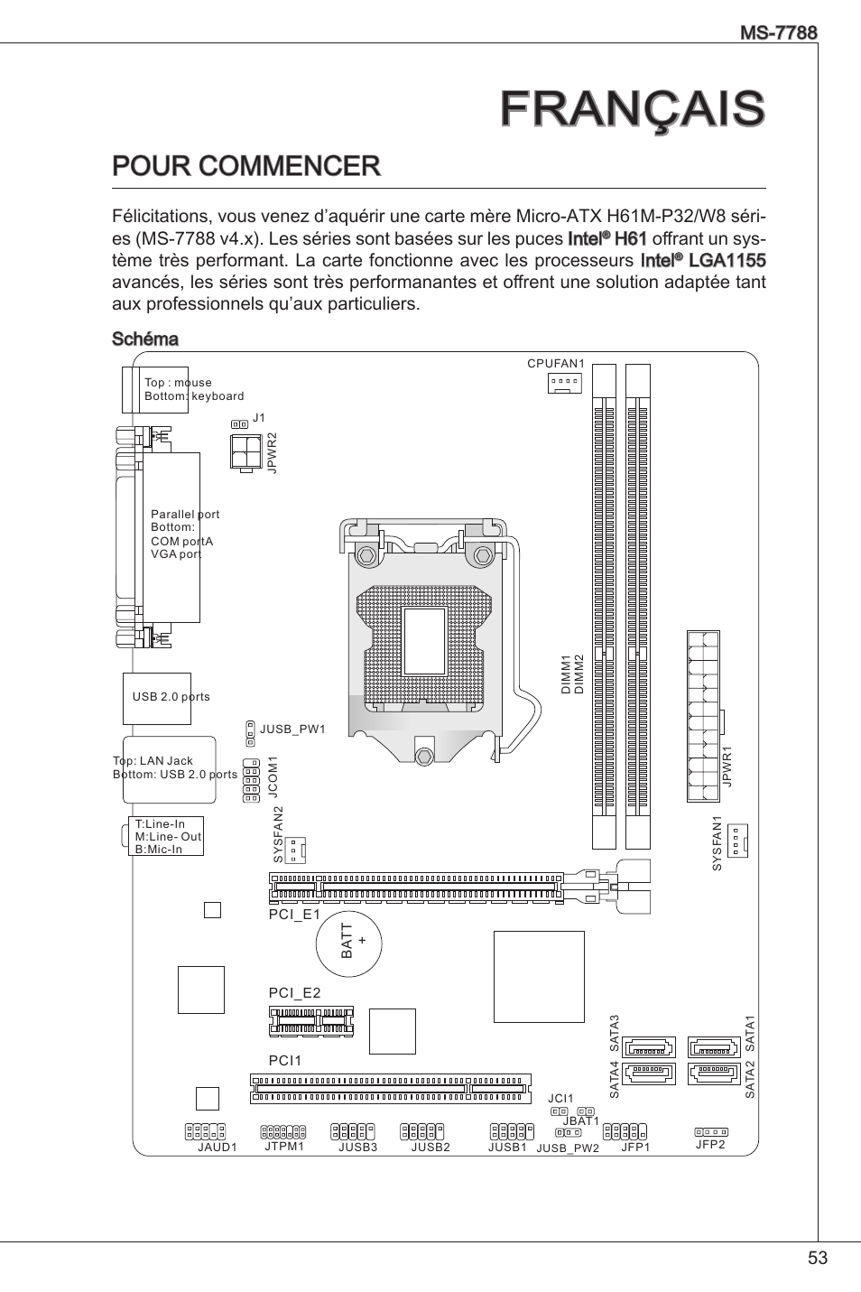 Материнская плата msi h61m p20 g3 схема подключения