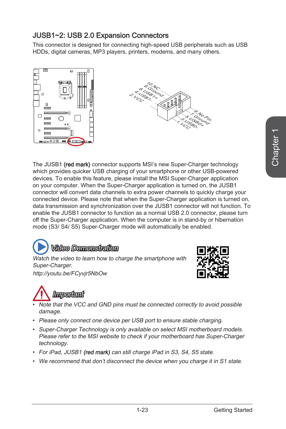 Jusb1~2: usb 2.0 expansion connectors -23, Jusb1~2, Usb 2.0 expansion  connectors | MSI Z97 GAMING 7 AC Manual User Manual | Page 37 / 114