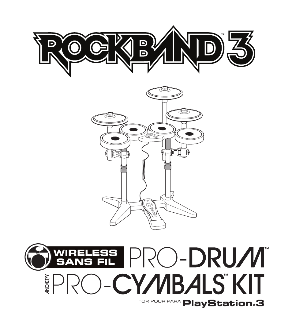 Rock Band Wireless PRO-Drum and PRO-Cymbals Kit Rock Band 3-PlayStation-3  User Manual | 24 pages