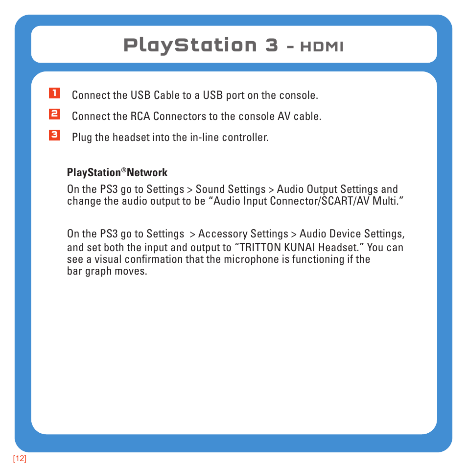 Playstation 3, Hdmi | TRITTON Kunai Universal Stereo Gaming Headset User  Manual | Page 12 / 170