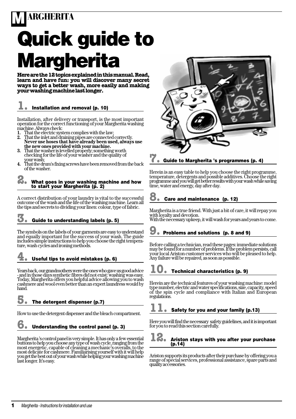 Quick guide to margherita, Argherita | Ariston MARGHERITA A 1635 User  Manual | Page 2 / 16