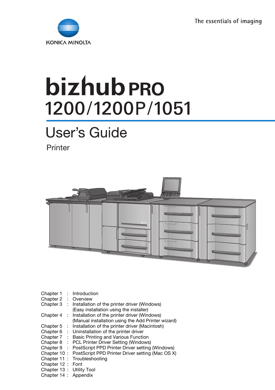 Konica Minolta bizhub PRO 1051 User Manual | 355 pages | Also for: bizhub  PRO 1200P, bizhub PRO 1200