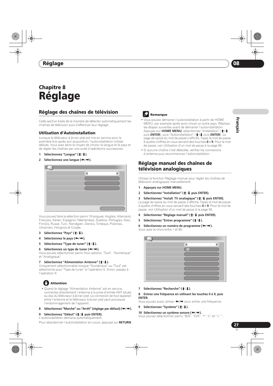 08 réglage, Analogiques, Réglage | Pioneer PDP-LX5090 User Manual | Page  117 / 264 | Original mode
