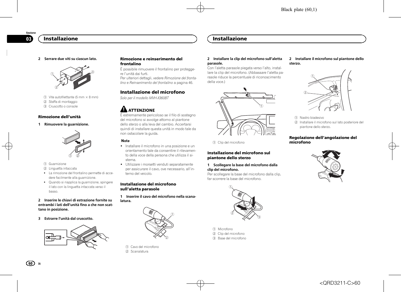 Installazione | Pioneer MVH-160UI User Manual | Page 60 / 156 | Original  mode