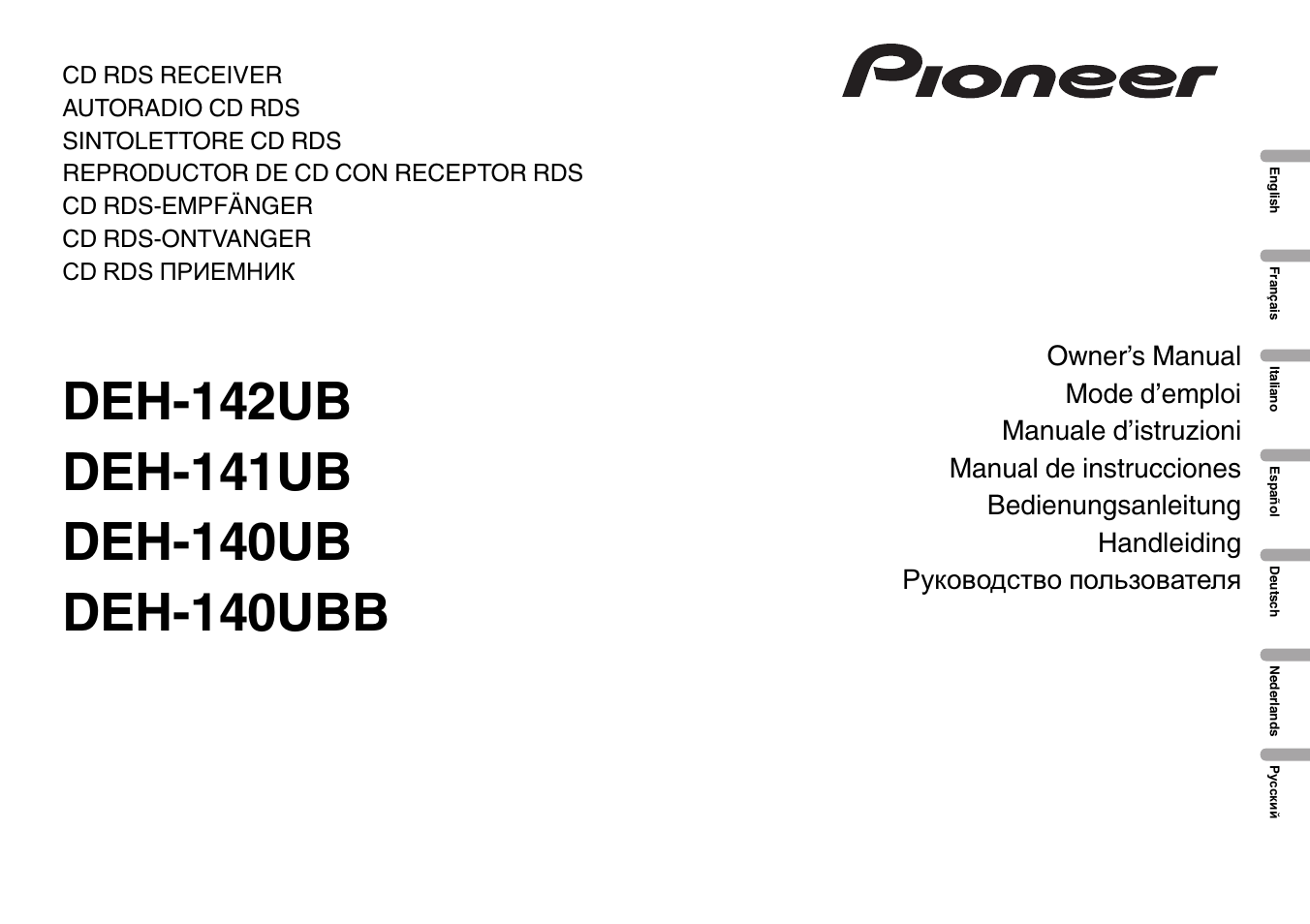 Pioneer DEH-141UB User Manual | 100 pages | Also for: DEH-140UBB,  DEH-142UB, DEH-140UB