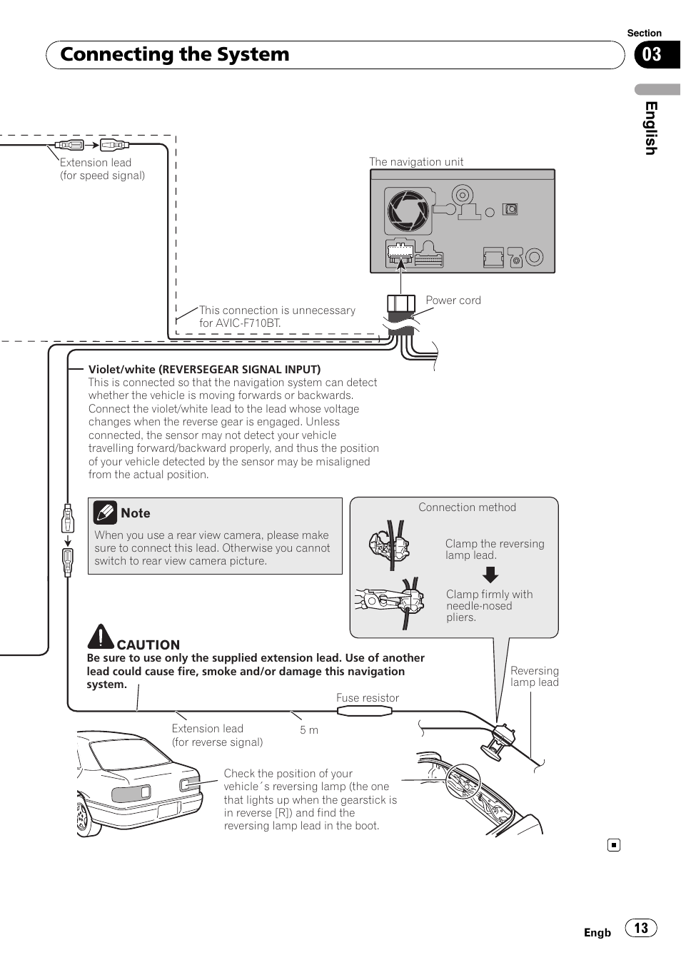 Connecting the system, English | Pioneer AVIC-F710BT User Manual | Page ...