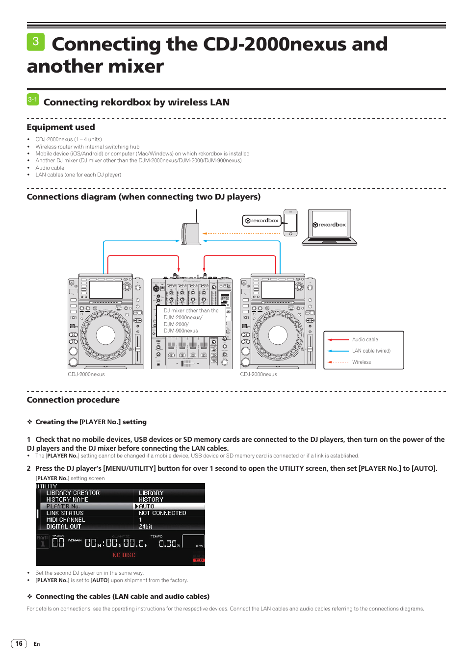 Connecting the cdj-2000nexus and another mixer, Connecting rekordbox by  wireless lan | Pioneer CDJ-2000-W User Manual | Page 16 / 28 | Original mode