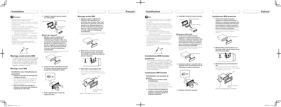 Français, Installazione italiano, Installation | Pioneer DEH-2120UB User  Manual | Page 3 / 8 | Original mode
