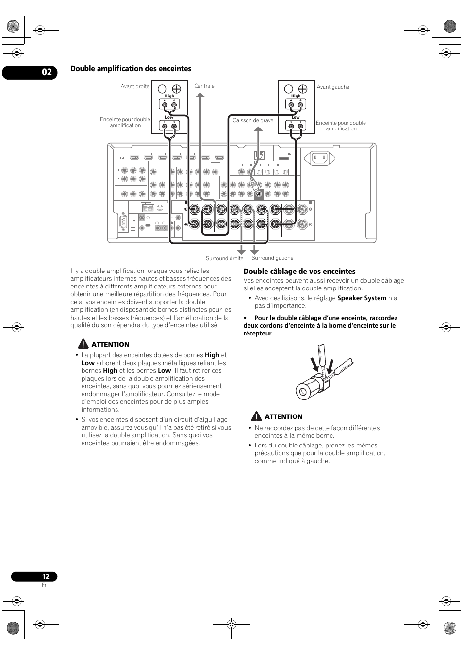 Double amplification des enceintes, Double câblage de vos enceintes | Pioneer  VSX-2020-K User Manual | Page 40 / 88 | Original mode