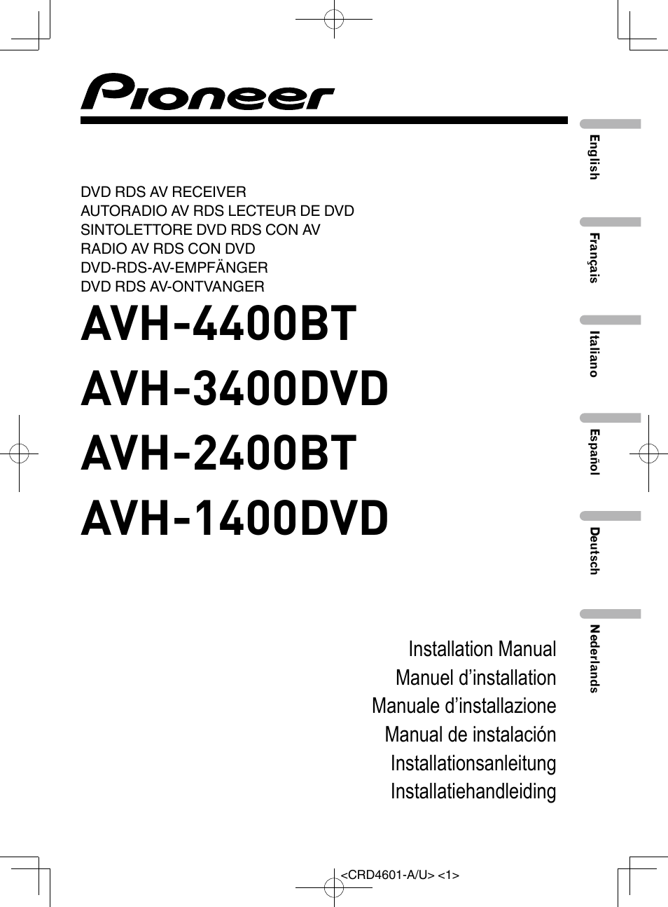 Pioneer AVH-1400DVD User Manual | 76 pages | Also for: AVH-3400DVD,  AVH-4400BT, AVH-2400BT