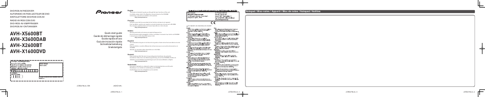 Pioneer AVH-X3600DAB User Manual | 8 pages