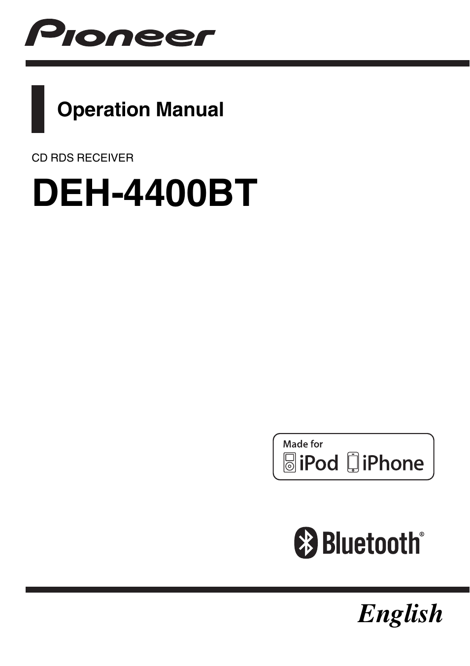 Pioneer DEH-4400BT User Manual | 28 pages