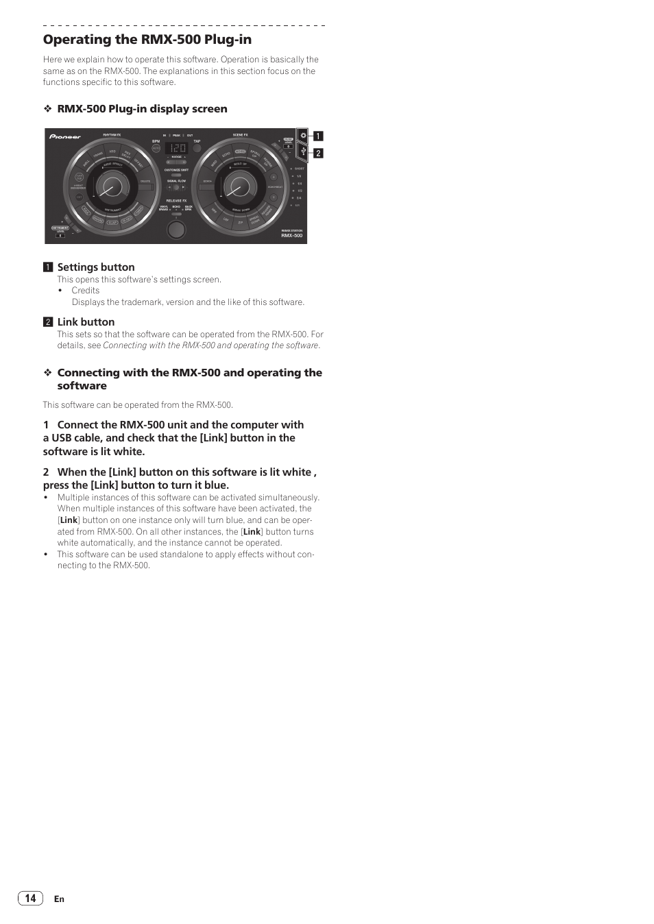 Operating the rmx-500 plug-in | Pioneer RMX-500 User Manual | Page 14 / 15