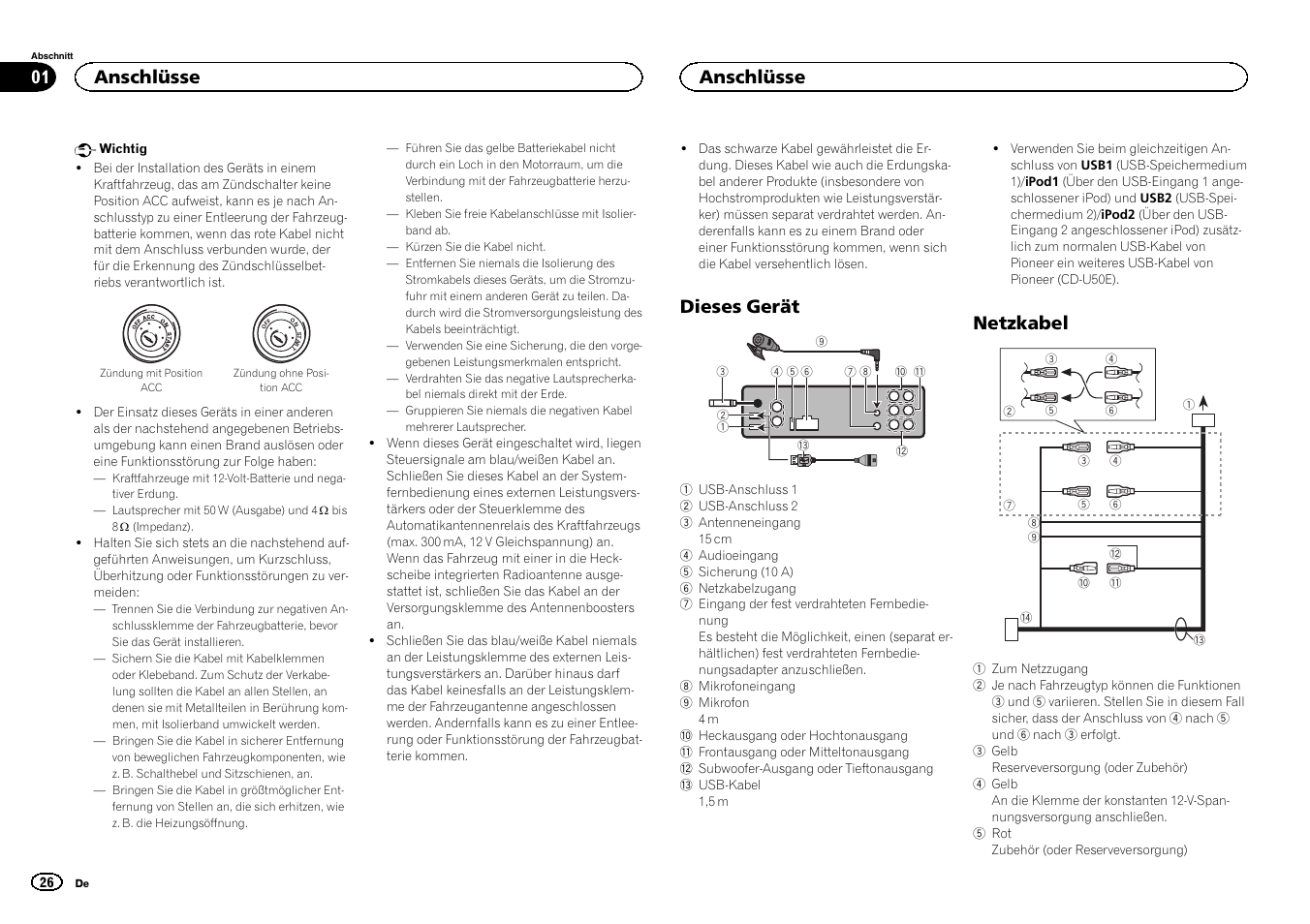 Deutsch, Dieses Gerät, Netzkabel | Pioneer DEH-80PRS User Manual.