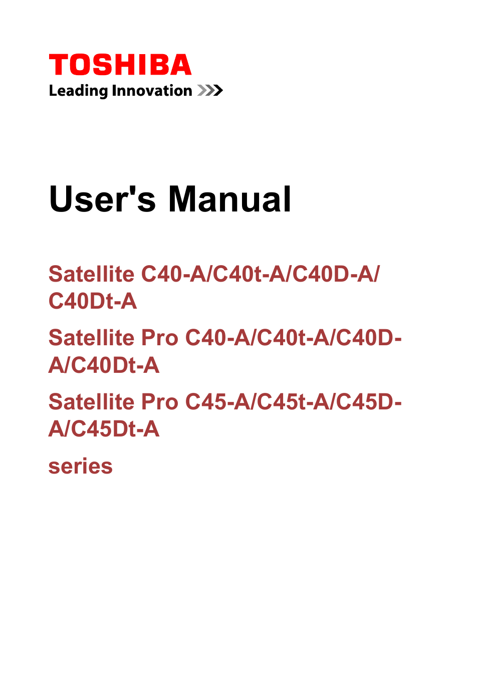 Toshiba Satellite Pro C40-A User Manual | 133 pages
