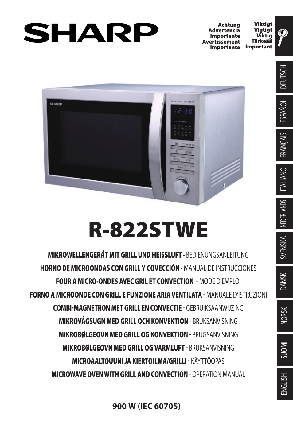 Sharp R-822STWE User Manual | 266 pages | Also for: R-822STWE Four à  micro-ondes combiné