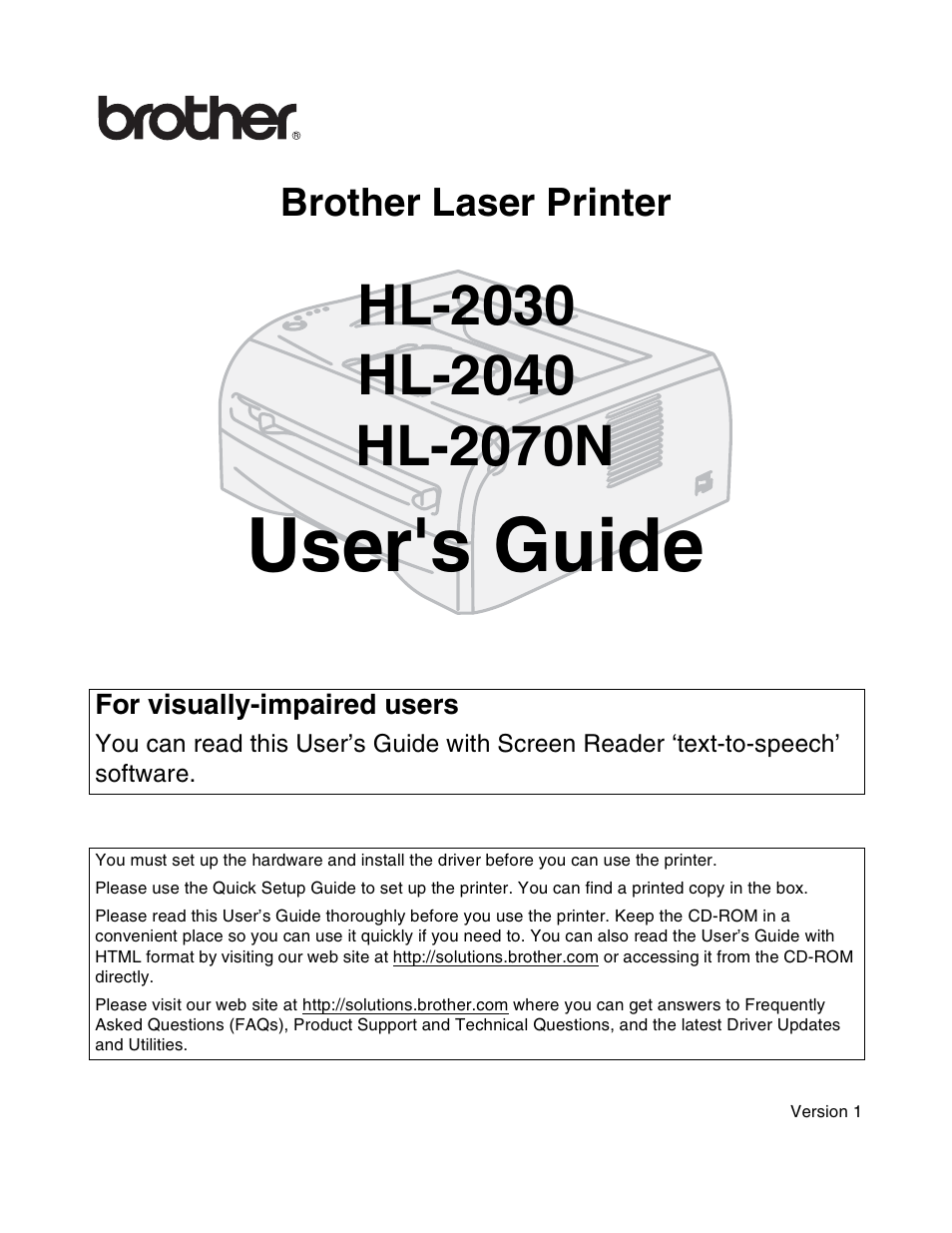 Brother HL-2030 User Manual | 110 pages