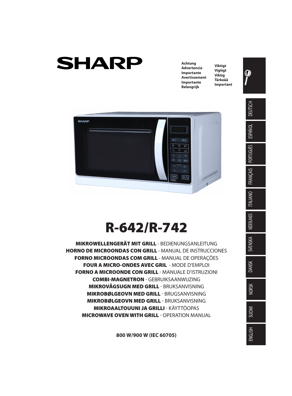 Sharp R-642BKW User Manual | 180 pages | Also for: R-642INW, R-742INW,  R-642WW
