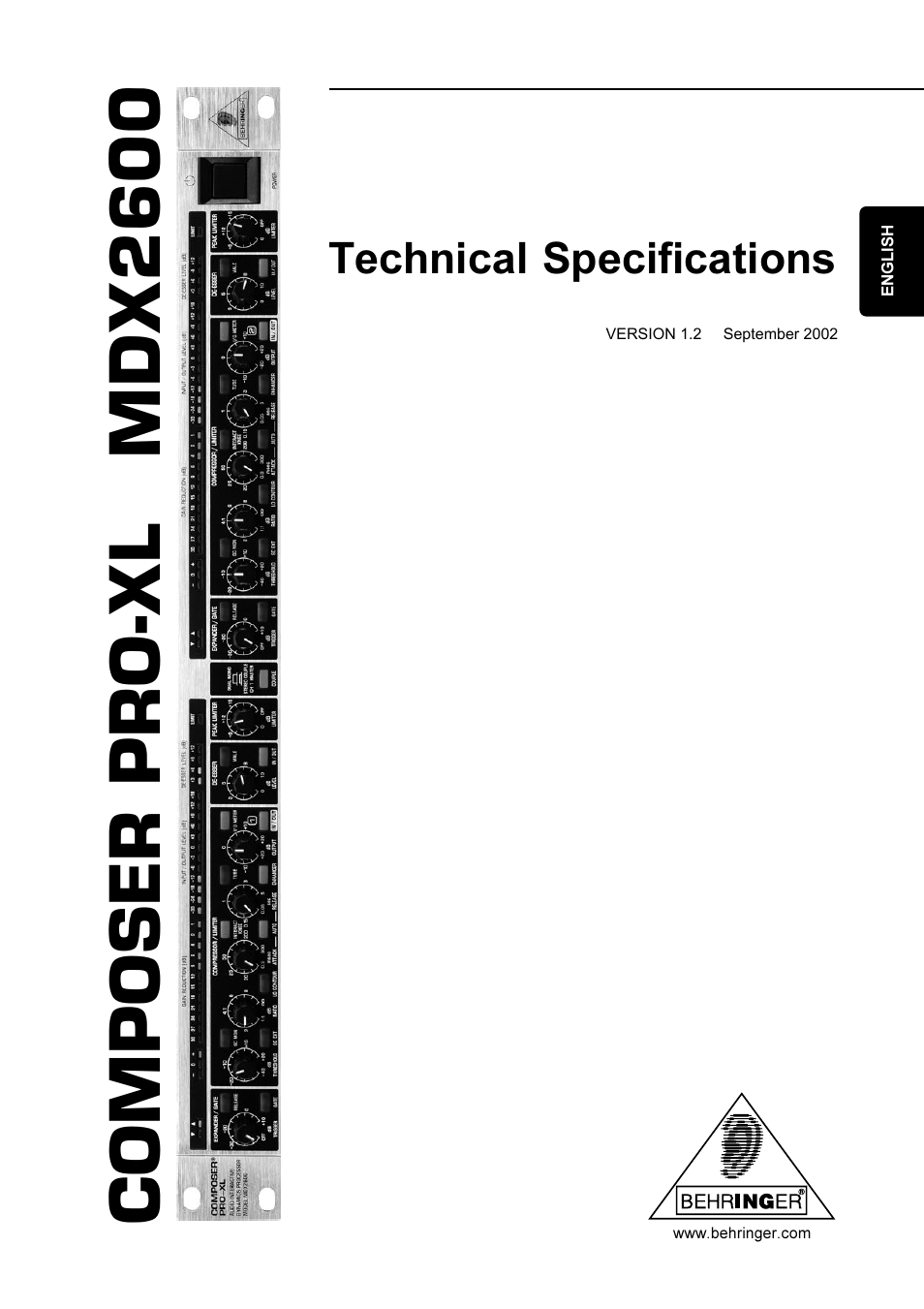 Behringer COMPOSERPRO-XL MDX2600 User Manual | 4 pages