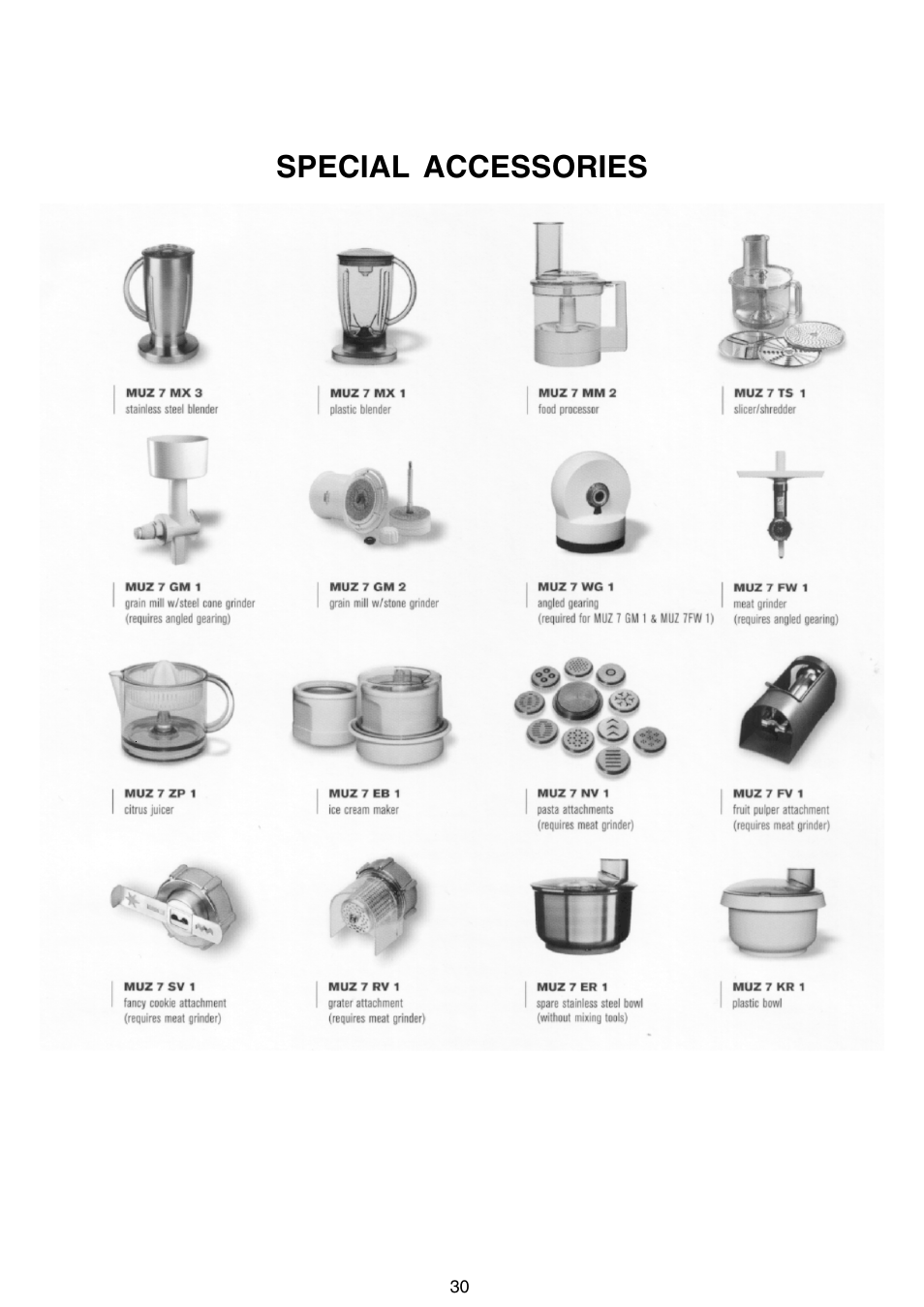 Special accessories | Bosch MUM 7000 UC User Manual | Page 30 / 32