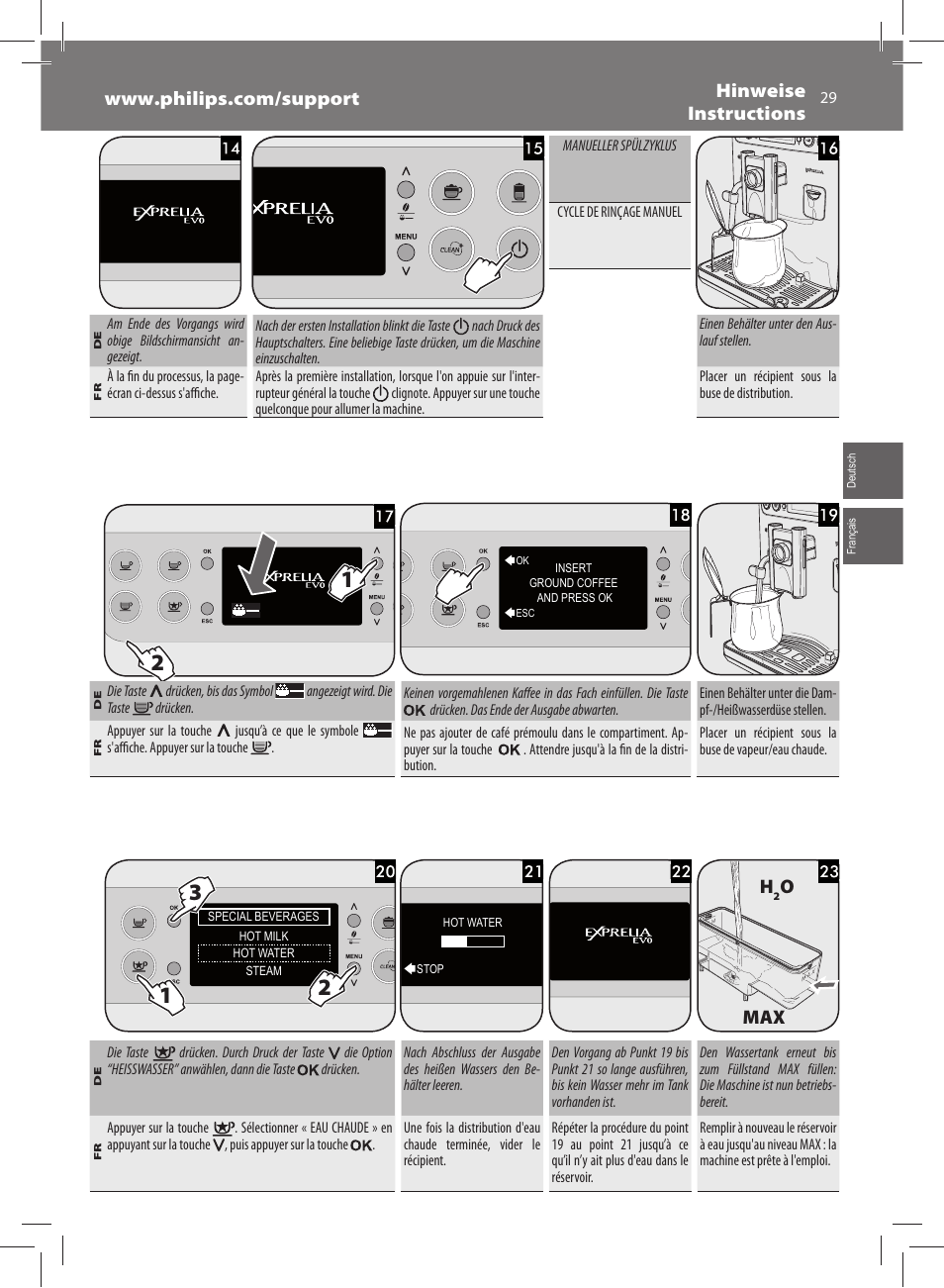 Omax | Philips Saeco Exprelia Evo Machine espresso Super Automatique User  Manual | Page 29 / 60 | Original mode