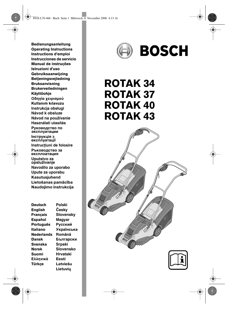 Bosch ROTAK 37 User Manual | 171 pages | Also for: ROTAK 34, ROTAK 40, ROTAK  43