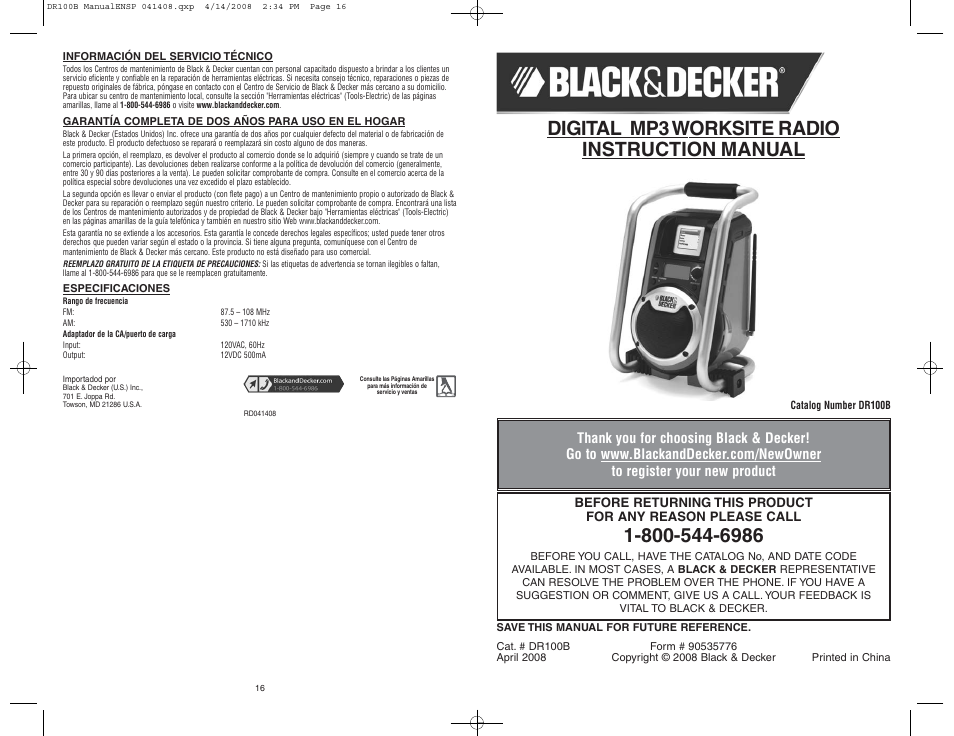 BLACK & DECKER 90500690 INSTRUCTION MANUAL Pdf Download