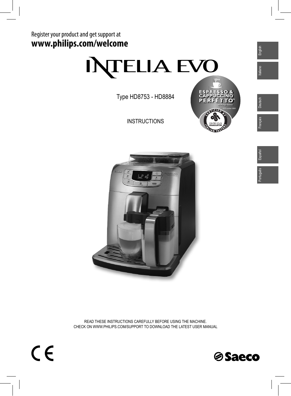 Philips Saeco Intelia Evo Kaffeevollautomat User Manual | 74 pages