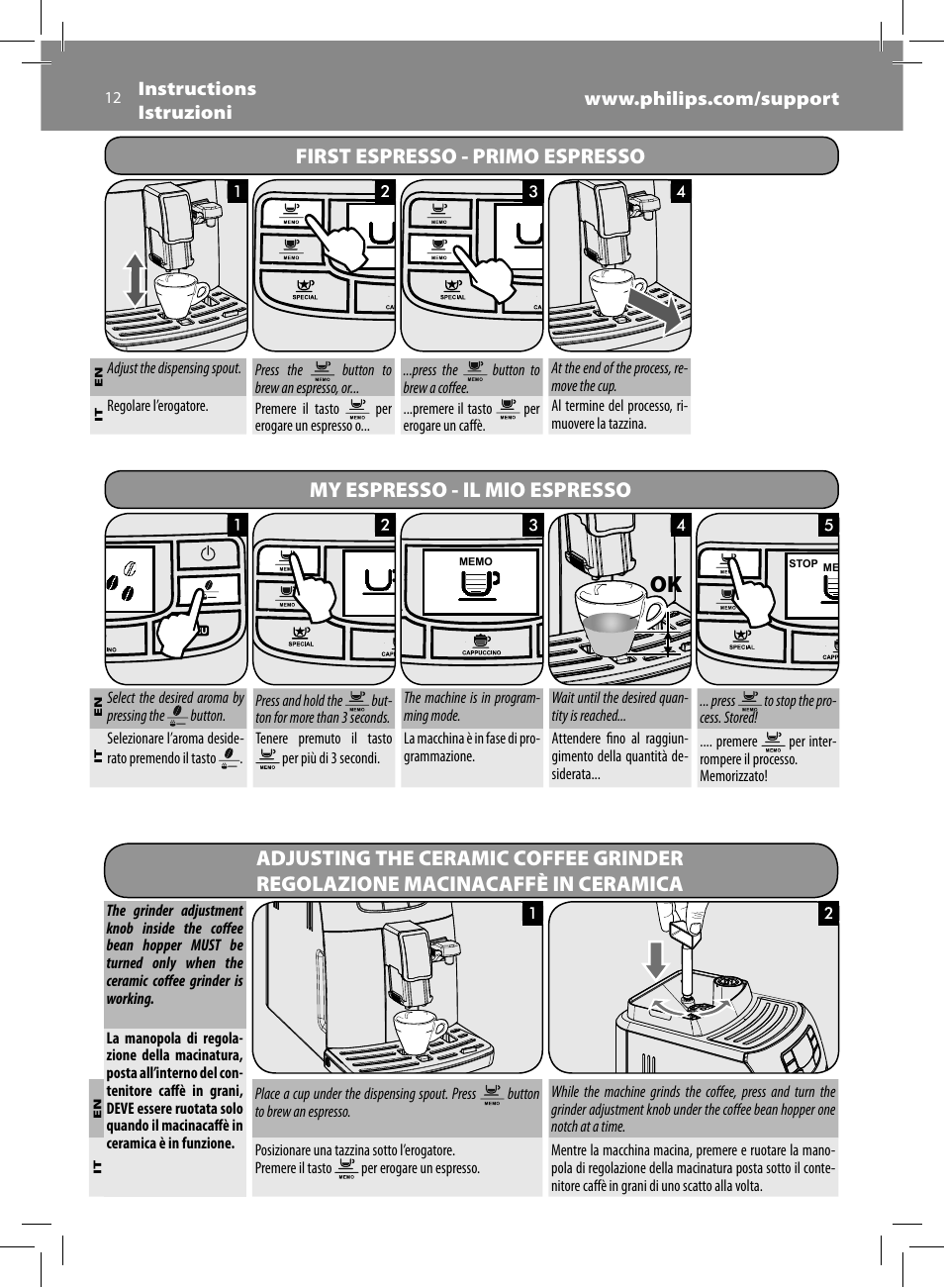 Philips Saeco Intelia Evo Kaffeevollautomat User Manual | Page 12 / 74 |  Original mode