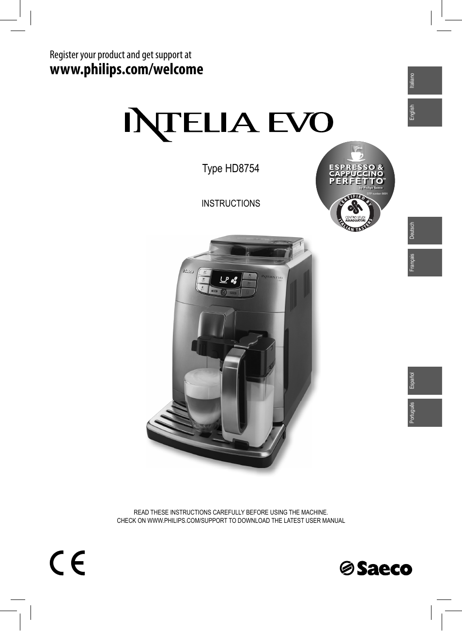 Philips Saeco Intelia Evo Kaffeevollautomat User Manual | 60 pages
