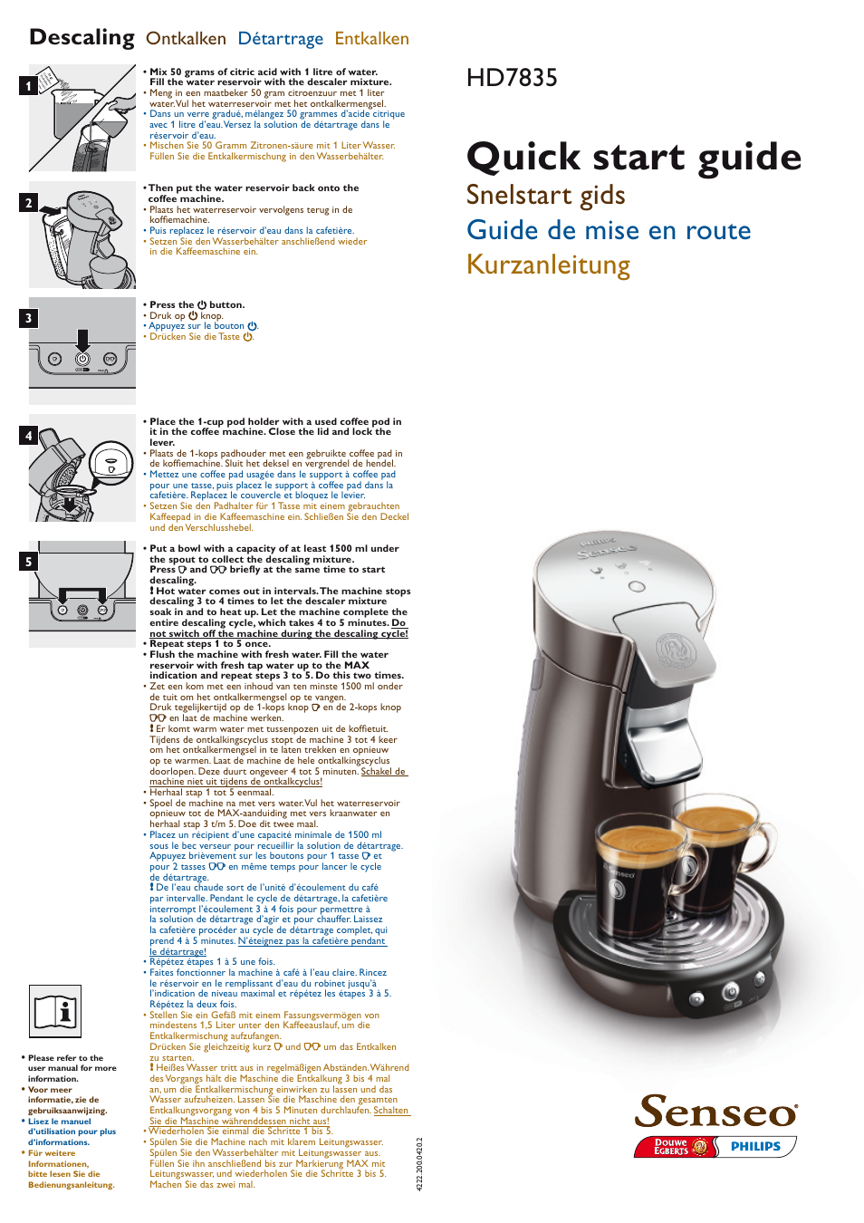Philips SENSEO® Viva Café Premium Kaffeepadmaschine User Manual | 2 pages |  Original mode