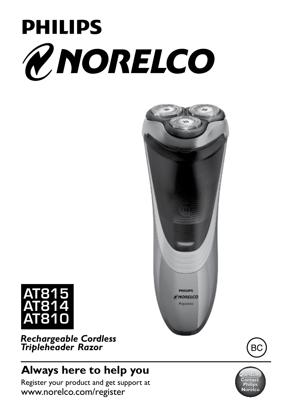 Philips Norelco Shaver 4100 Series 4000 wet & dry electric shaver AT810-41  DualPrecision heads Flex & Float system 50 min shaving 1 hour charge  AquaTech wet & dry technology with Aquatec -