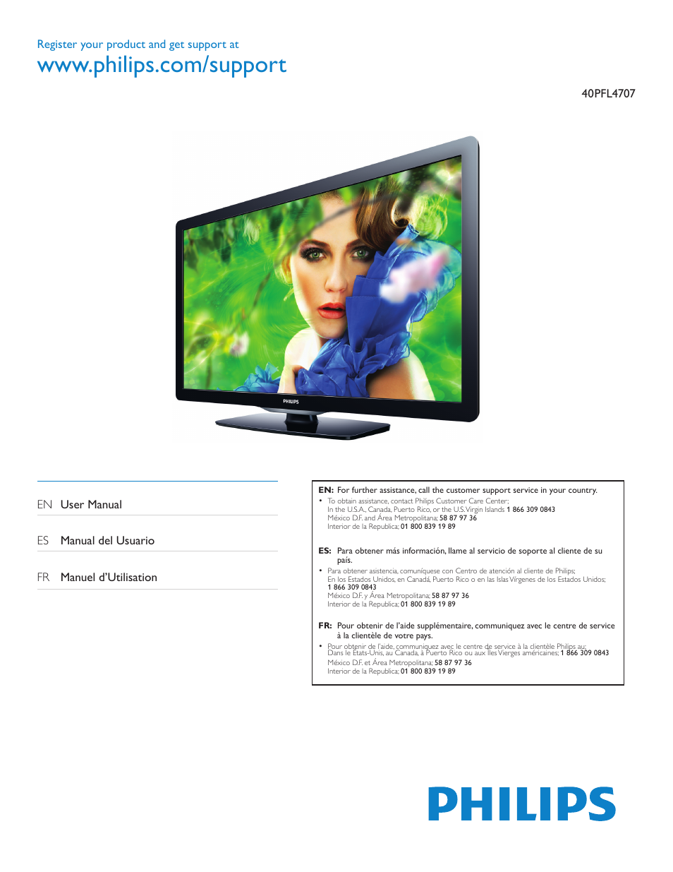 Philips 40PFL4707-F7 User Manual | 38 pages