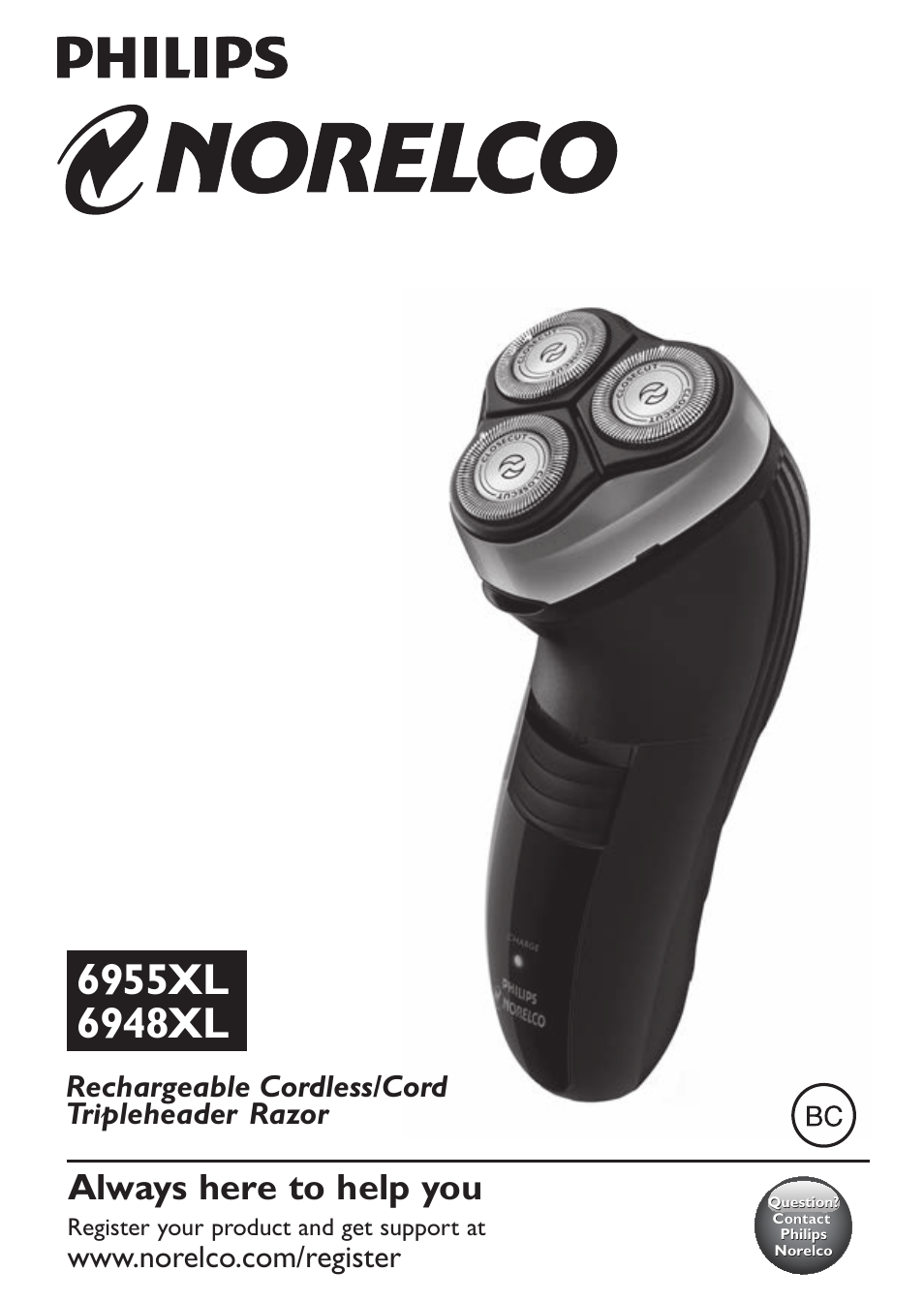 Philips Norelco Shaver 2100 Series 2000 dry electric shaver 6948XL-41  CloseCut heads Flex & Float system 35 min shaving 8 hour charge User Manual  | 11 pages