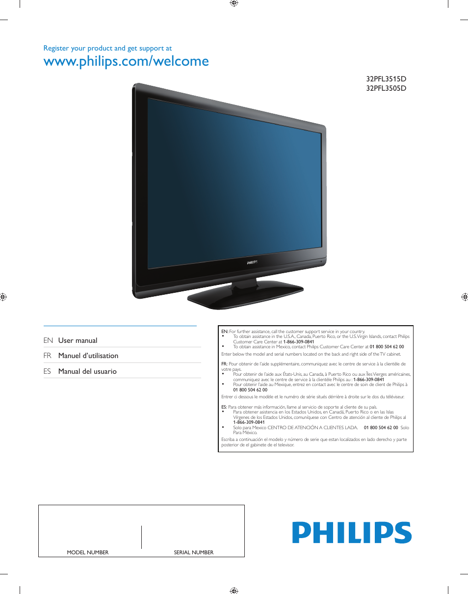 Philips 32PFL3505D-F7 User Manual | 34 pages