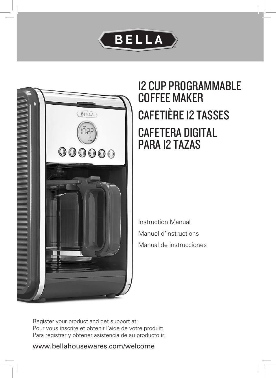 BELLA 14108 Linea Collection 12-Cup Programmable Coffee Maker User Manual |  32 pages