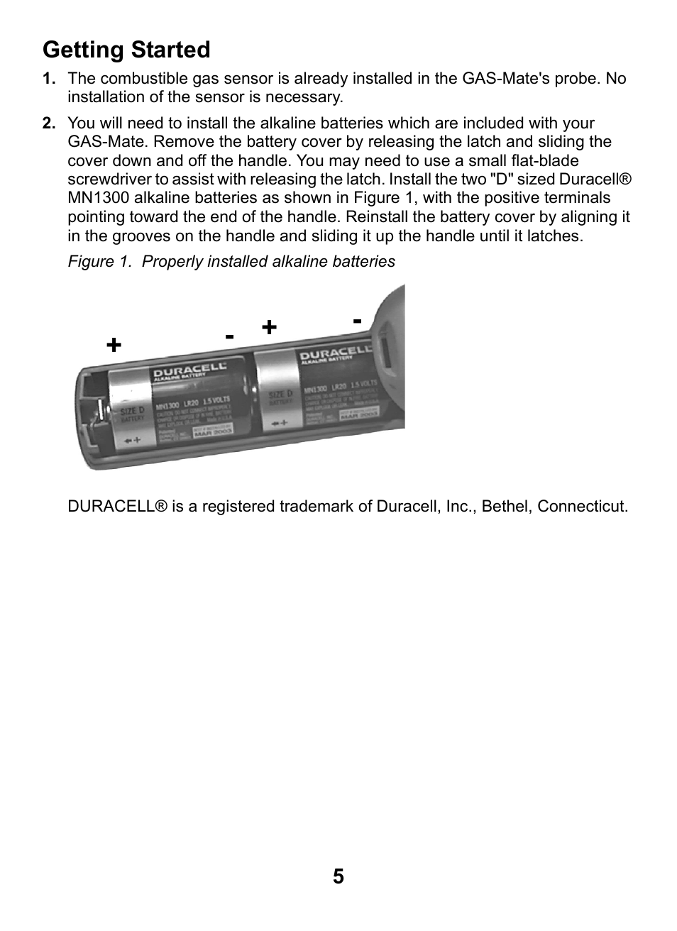 Getting started | INFICON GAS-Mate Combustible Gas Leak Detector User  Manual | Page 5 / 12 | Original mode