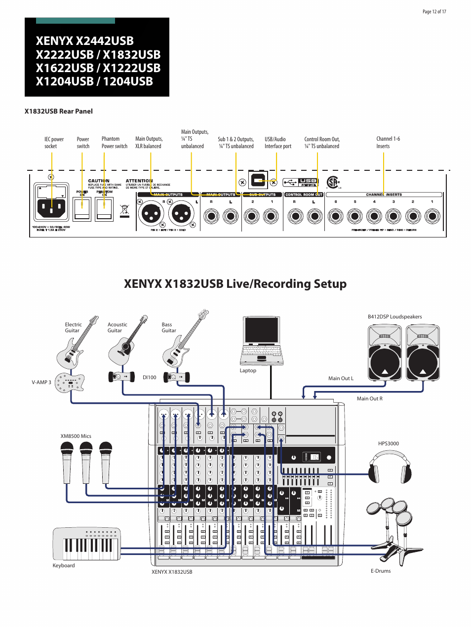 Xenyx x1832usb live/recording setup | Behringer XENYX 1204USB User Manual |  Page 12 / 17