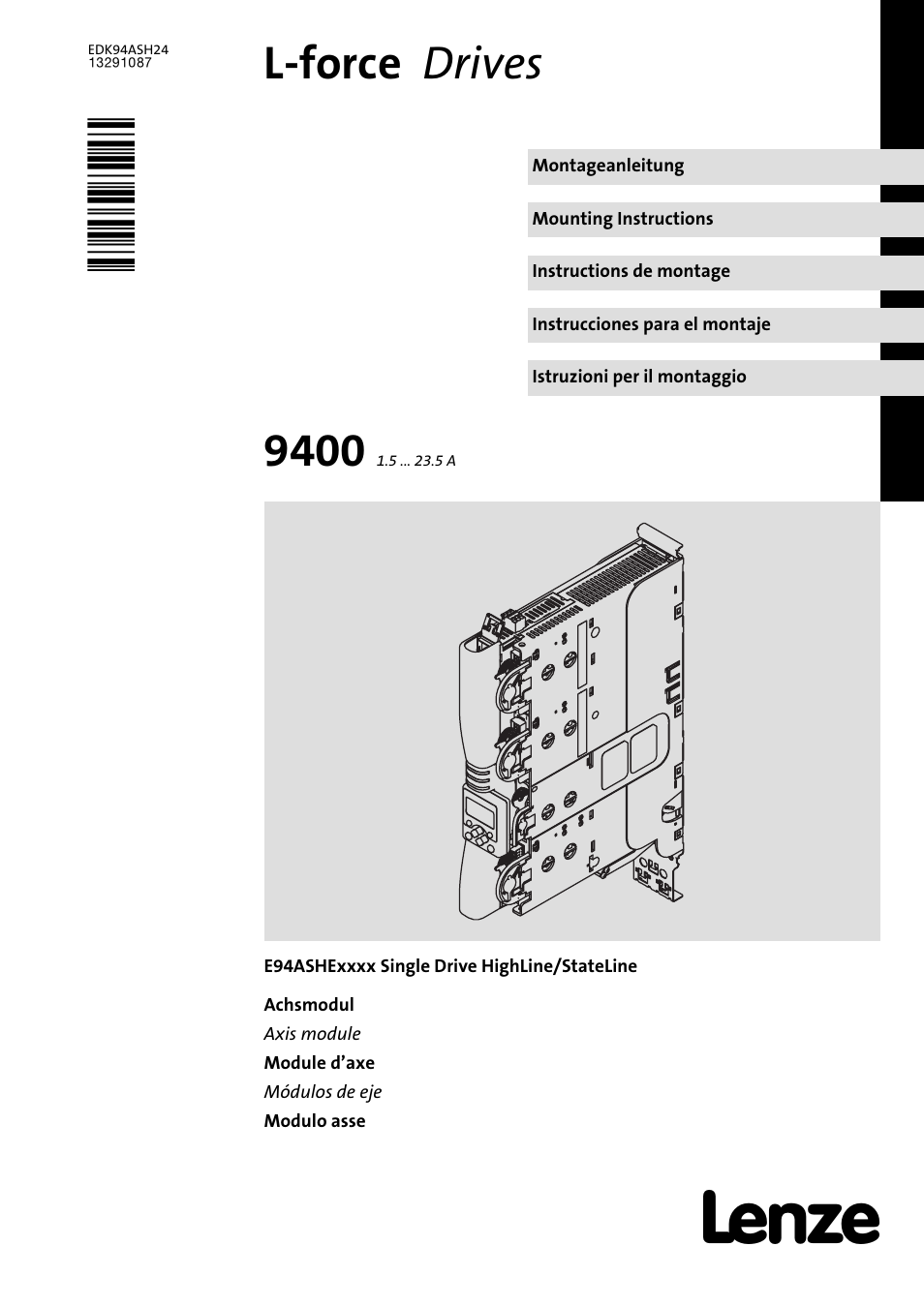 Lenze 9400 Mounting Instructions User Manual | 208 pages
