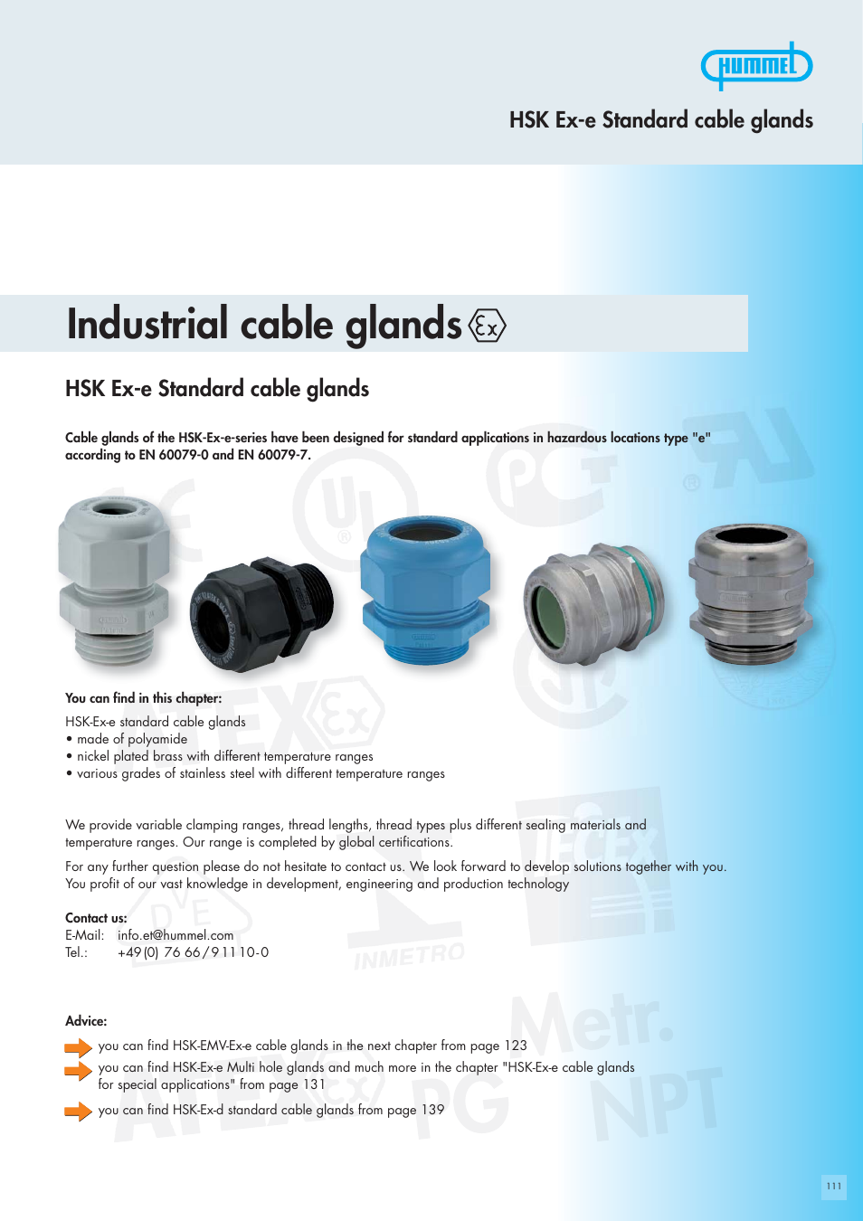 Northern Hummel Cable Glands - Ex-e Standard Hazardous Areas User Manual | 12