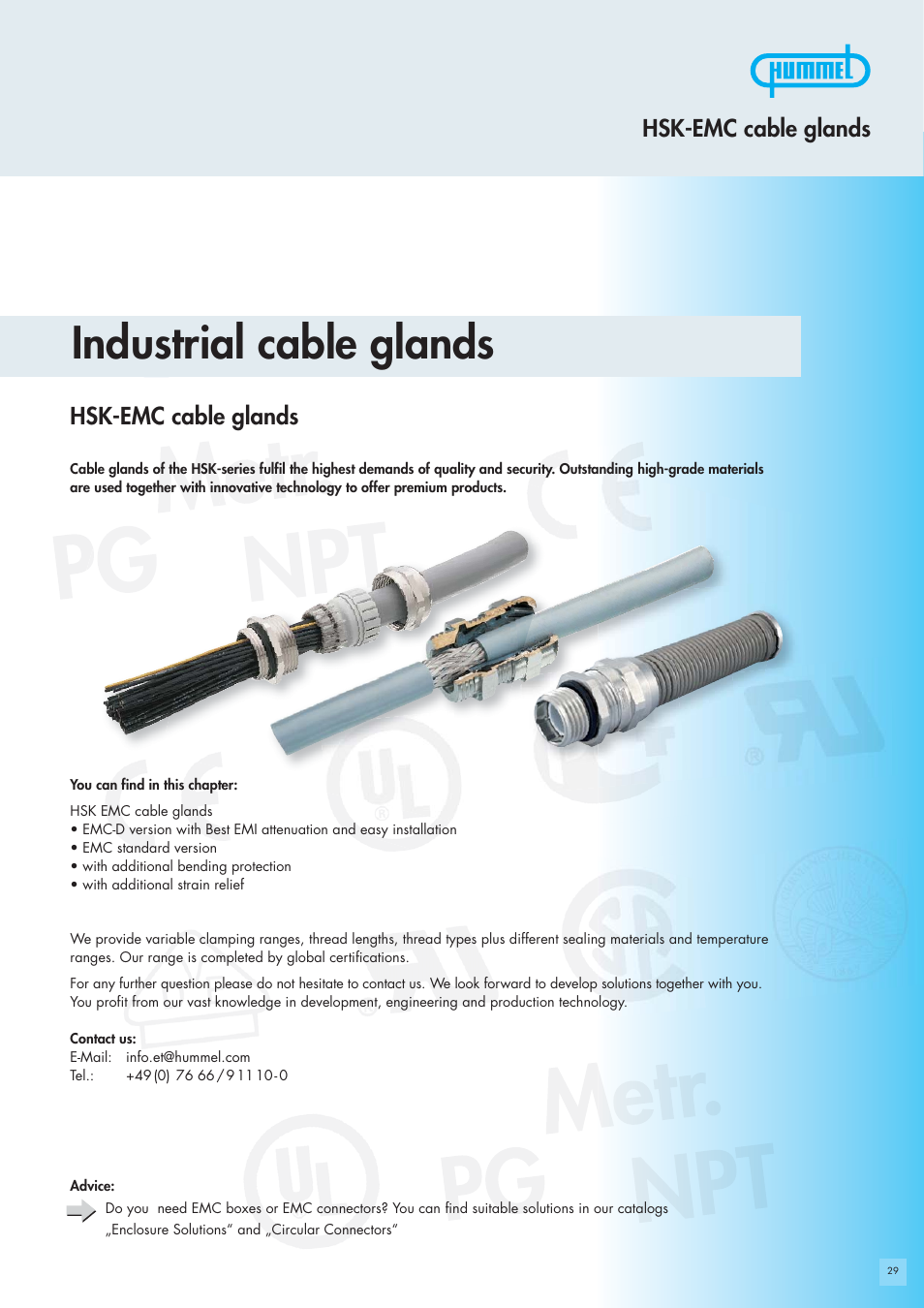 Northern Connectors Hummel Cable Glands - EMC (HSK-EMC) User Manual | 8  pages
