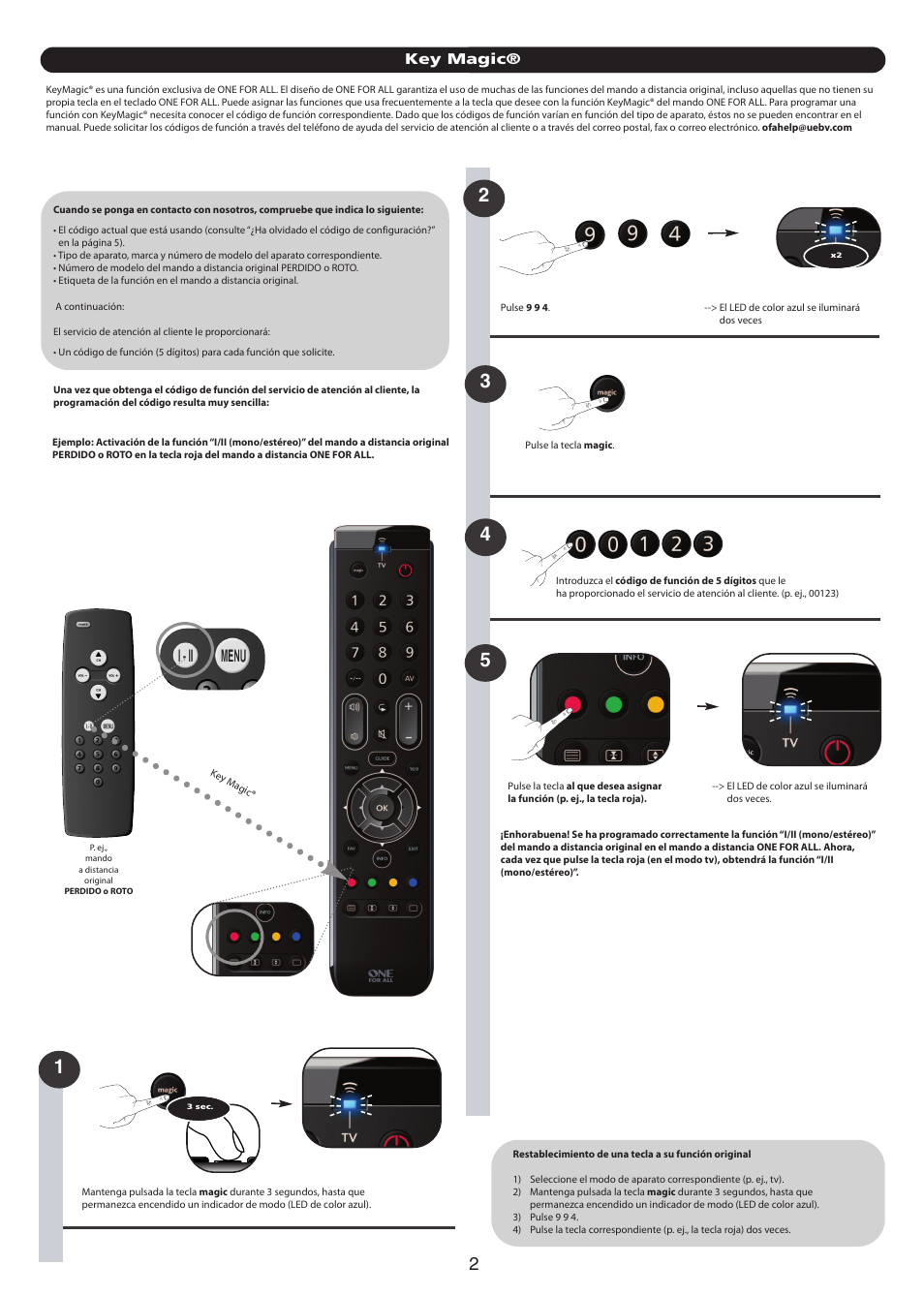 Key magic | One for All URC 7110 Essence TV User Manual | Page 80 / 146
